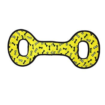 Tuffy No Stuff Ultimate Tug-O-War Dog Toy - Yellow Bone - Durable Squeaky Tug Toy
