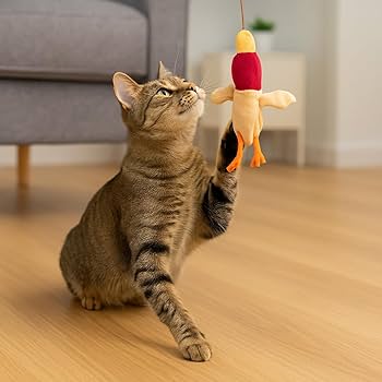 SPOT Skinneeez Stuffing-Free Forest Friends Cat Teaser Wand Toy with Catnip, Assorted Characters, 12-Inch
