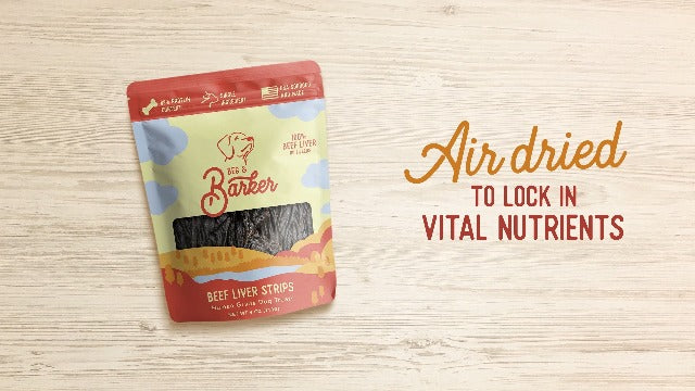 Beg & Barker Beef Liver Dog Treats - Air Dried Strips, 4 oz - Single Ingredient Jerky
