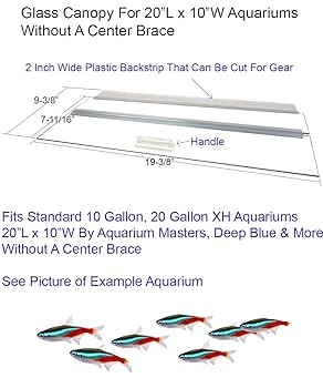 Aquarium Masters Glass Canopy - 20" x 10" - for 10R, 16R, 20XH Aquariums