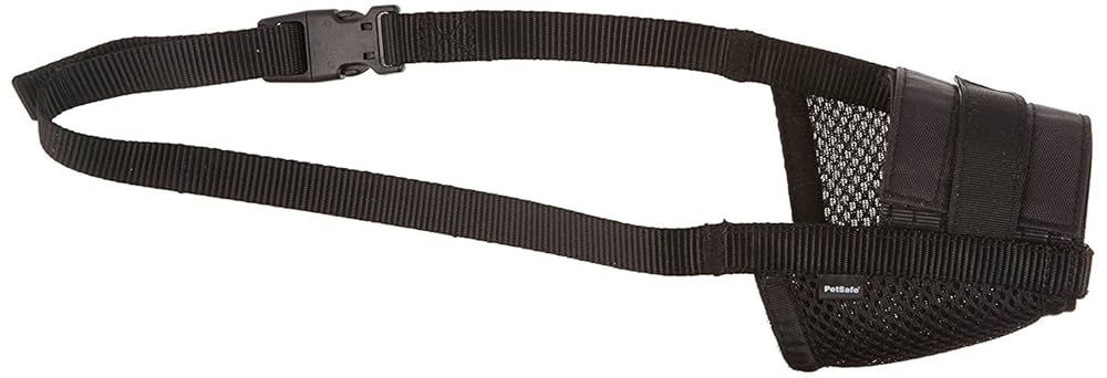 PetSafe Large Black Dog Muzzle - Comfortable, Adjustable Nylon Muzzle