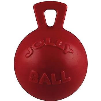 Jolly Pets Tug-N-Toss Dog Toy, Blue, 4.5 inch - Durable Rubber Ball with Handle