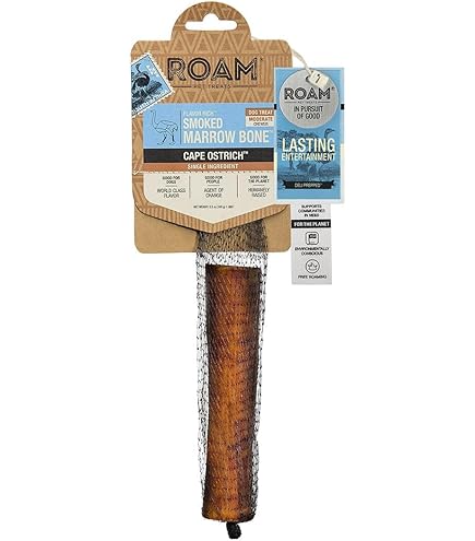 Roam Smoked Ostrich Marrow Bones Dog Treats - 2 Pack Flavor Rich Cape Bones