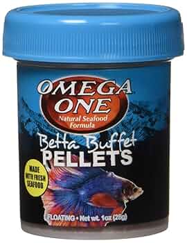Omega One Betta Buffet Pellets - 1 oz, Color Enhancing Food for Bettas