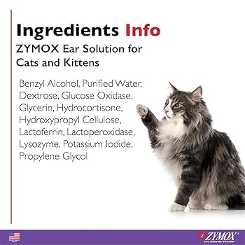 Zymox Enzymatic Ear Solution for Cats & Kittens with 0.5% Hydrocortisone, 1.25 oz - Ear Cleaner for Itchy Ears