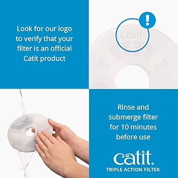 Catit 2.0 Triple Action Water Fountain Filters - 5 Pack - Replacement Filters for Cat Water Fountain