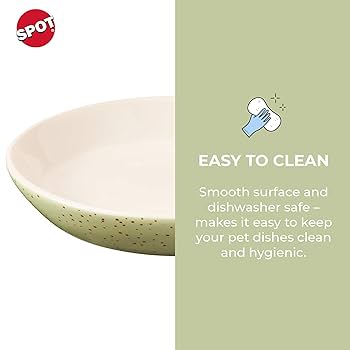 Ethical Pet Spot Speckled Oval Cat Dish - 6 inch Ceramic Whisker-Friendly Food & Water Bowl