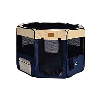 Precision Pet Soft Side Play Yard - Large 46x46x28 in - Navy/Tan
