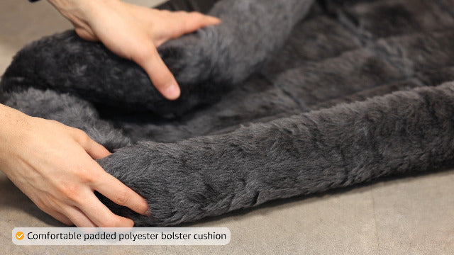 Midwest Quiet Time Bolster Pet Bed - Gray - 30 x 21 Inches - Medium Dog Bed