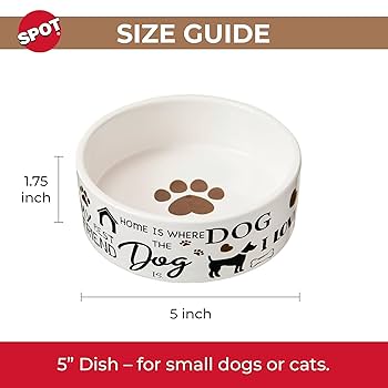 Ethical Pet I Love Dogs Ceramic Dog Dish, 5 Inch, Stylish Bowl for Food and Water