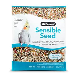 ZuPreem Sensible Seed Bird Food for Medium Birds - 2 lb Bag Cockatiel, Lovebird, Quaker, Small Conure Mix