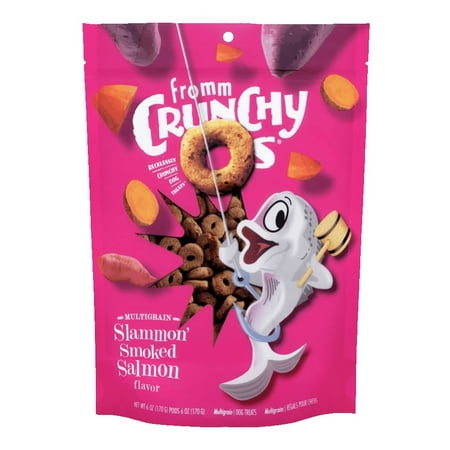 Fromm Crunchy O's Slammon Smoked Salmon Dog Treats, 6 oz - Premium, Crunchy, Salmon Recipe