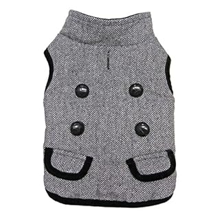 Fashion Pet Tweed Coat - Gray, Medium Dog Apparel