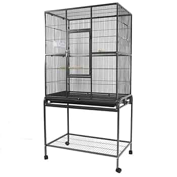 A&E 31"x20"x62" Black Flight Bird Cage with Stand - Finch Canary Parakeet Cockatiel