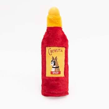 ZippyPaws Hot Sauce Crusherz Chowlula Dog Toy - Crinkle, No Stuffing, Squeaky, Red Medium