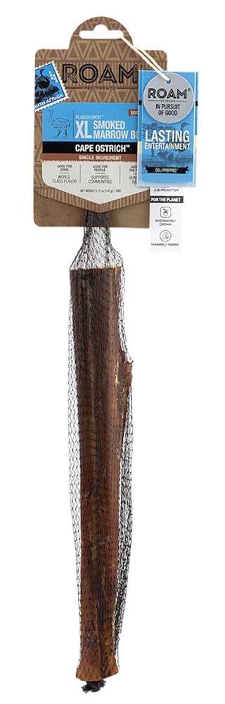 Roam Ostrich Smoked Marrow Bone - Extra Large Dog Treat, Long Lasting Chew