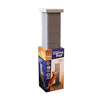 SmartCat Ultimate Scratching Post - Gray Sisal Cat Post, 32-Inch Tower