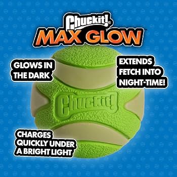 Chuckit! Max Glow Ball X-Large - Glow in the Dark Dog Toy - 3.5 inch
