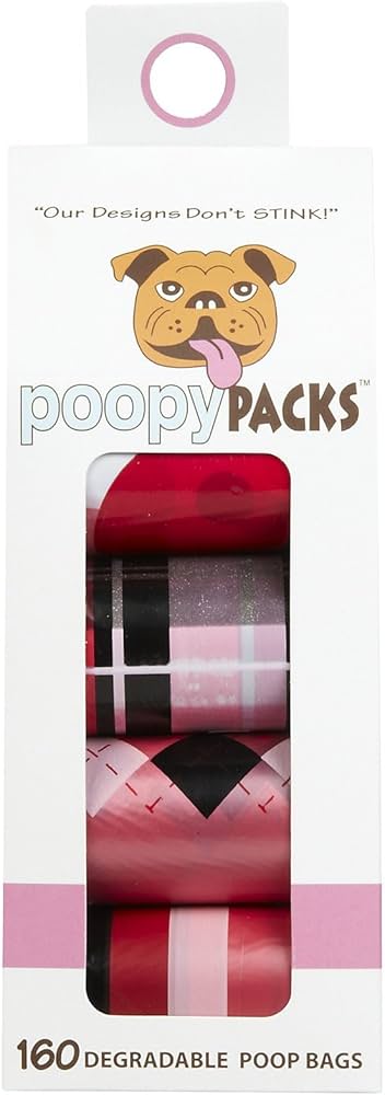 Metro Paws Poopy Packs - Pink Multi - 8 Rolls / 160 Bags - Degradable Dog Waste Bags