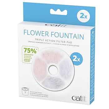 Catit Flower Fountain Filter Replacement - Triple Action, 2-Pack