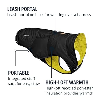 Ruffwear Quinzee Dog Jacket - Insulated, Water-Resistant, Obsidian Black (Large)