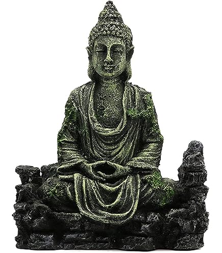 Blue Ribbon Exotic Environments Ancient Buddha Statue with Moss Aquarium Ornament