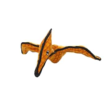 Tuffy Dinosaur Series Pterodactyl Dog Toy - Durable Plush, Orange, 23 inch