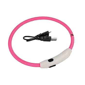 Coastal Pet USB Light-Up Neck Ring - Pink - 16" - Waterproof Dog Collar for Night Safety
