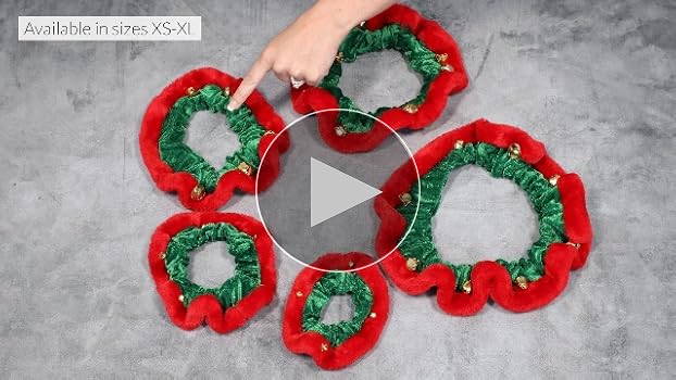 Huxley & Kent Elf Ruff Dog Scrunchy - Green, Small - Festive Holiday Pet Collar
