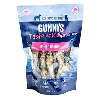 Gunni's Taste of Iceland Whole Herring Dog Treats - 3oz, Single Ingredient, Omega-3 Rich