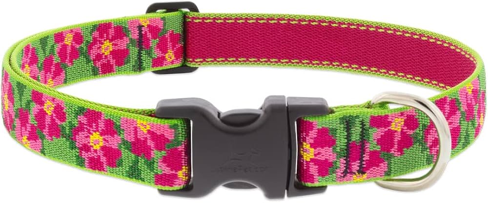 LupinePet Original Petunias Dog Collar - Adjustable Nylon, 1" Wide, 16-28"