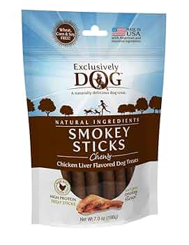 Exclusively Dog Smokey Sticks - Chicken Liver Flavored Dog Treats, 7 oz