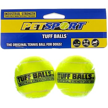 Petsport Tuff Balls Dog Toy - Original - 2.5 inch - 2 Pack Durable Tennis Balls