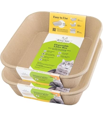 Kitty Sift Disposable Litter Box - Large - 3 Pack - Eco-Friendly Cat Litter Pan