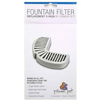 Pioneer Pet Fountain Replacement Filters - Ceramic & Stainless Steel Fountains - 3 Pack