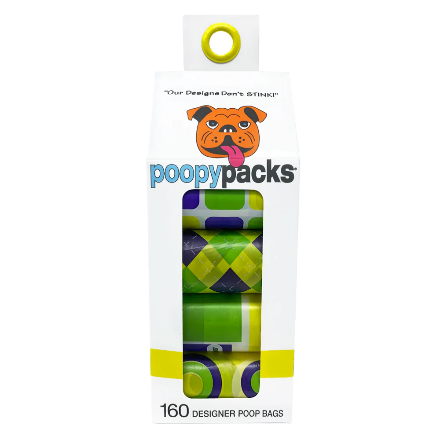Metro Paws Poopy Packs Dog Waste Bags, Yellow, 8 Rolls / 160 Bags