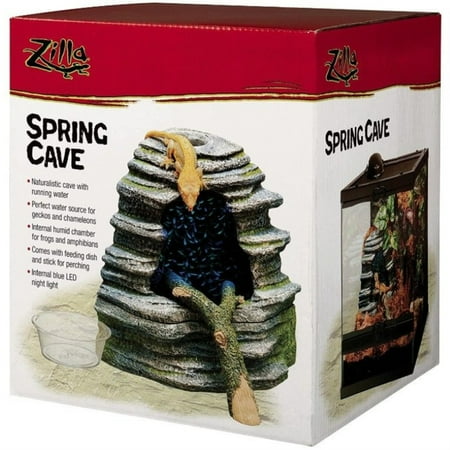 Zilla Spring Cave Reptile Decor with Blue LED Rain Chamber