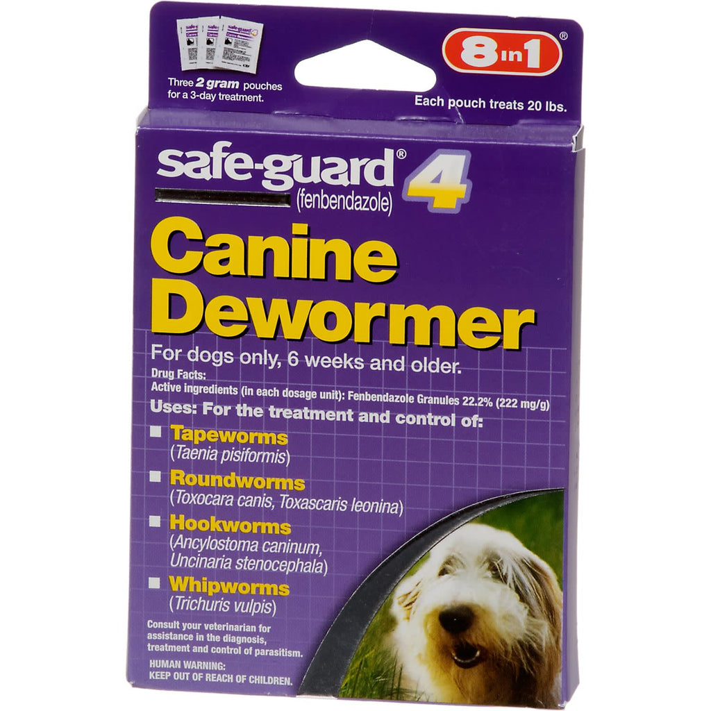 Safe-Guard Canine Dewormer, Fenbendazole, 2g Pouch, 3-Pack (for 20 lb Dogs)