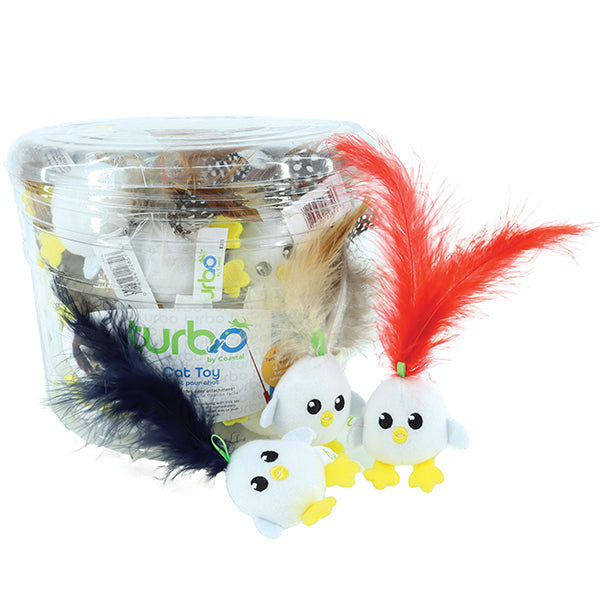 Coastal Turbo Cat Toy Chicken Egg with Feathers & Lime Loop