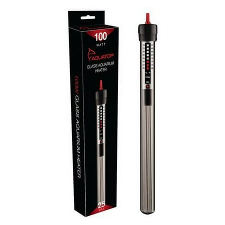 Aquatop Aquarium Submersible Glass Heater - 100 Watts - 10.5" Tall (Aquariums up to 25 Gallons)