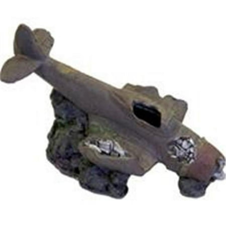 Blue Ribbon Exotic Environments Sunken WWII Plane with Cave Aquarium Ornament