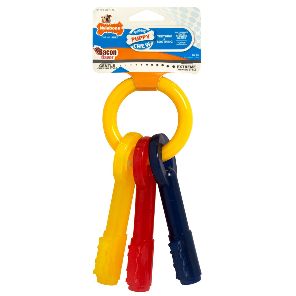 Nylabone Puppy Teething Keys X-Small, Bacon Flavored Chew Toy for Dogs