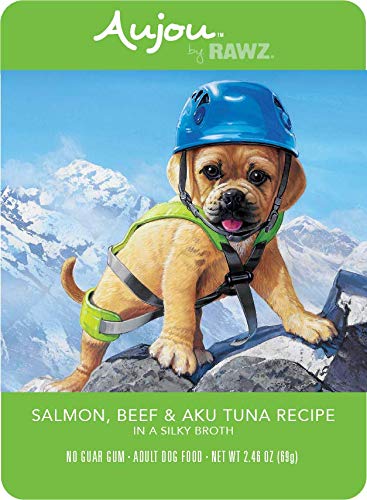 Rawz Aujou Salmon, Beef & Tuna Dog Food Pouch, 2.46oz - Wet Food, Grain-Free Recipe