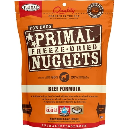 Primal Freeze-Dried Beef Formula Dog Food Nuggets, 5.5 oz, Raw, Grain-Free