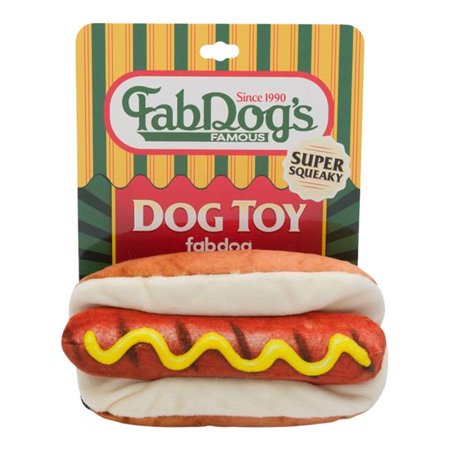 Fabdog Hot Dog Plush Squeaky Dog Toy - Fast Foodies Collection