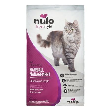 Nulo Freestyle Hairball Management Cat Food, Turkey & Cod, Grain-Free, 12 lb Bag