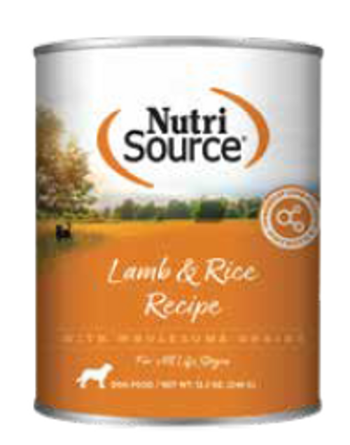 NutriSource Lamb & Rice Wet Dog Food - 12.3 oz Can - Grain Inclusive Recipe