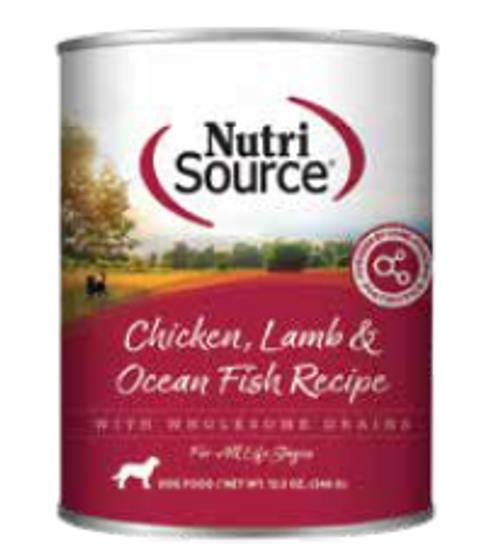 NutriSource Chicken & Rice Wet Dog Food, 12.3 oz Can - Adult Formula with Wholesome Grains
