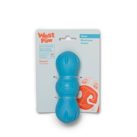 West Paw Rumpus Dog Chew Toy - Aqua Blue - Small - Durable, Floatable