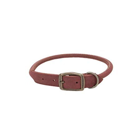 Circle T Rustic Leather Dog Collar - 18 in x 3/4 in - Brick Red